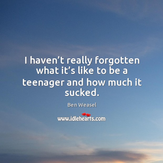 I haven’t really forgotten what it’s like to be a teenager and how much it sucked. Image