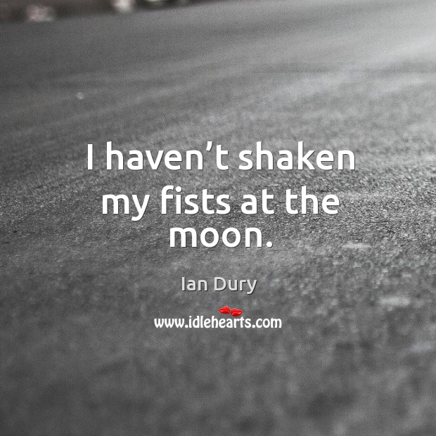 I haven’t shaken my fists at the moon. Ian Dury Picture Quote