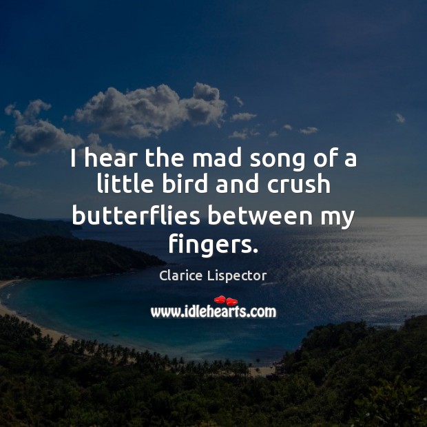 I hear the mad song of a little bird and crush butterflies between my fingers. Image