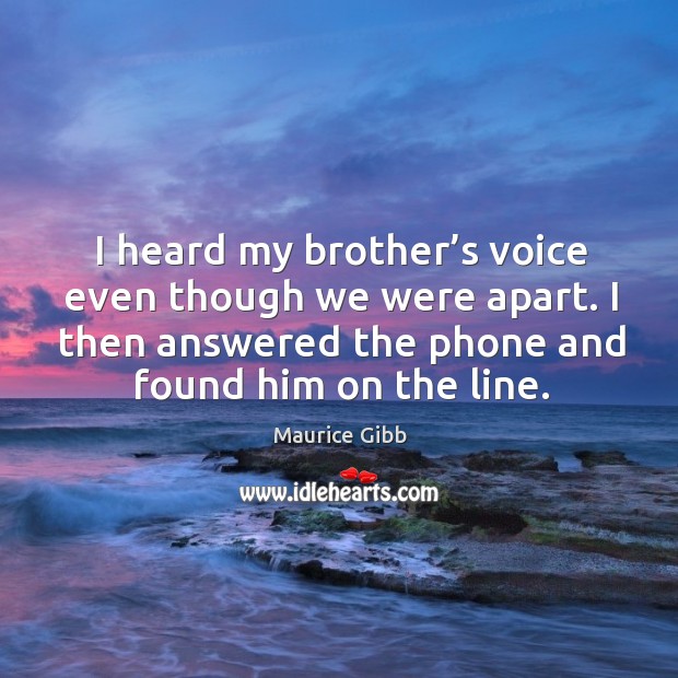 I heard my brother’s voice even though we were apart. I then answered the phone and found him on the line. Maurice Gibb Picture Quote