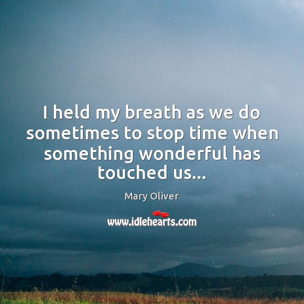 I held my breath as we do sometimes to stop time when Mary Oliver Picture Quote