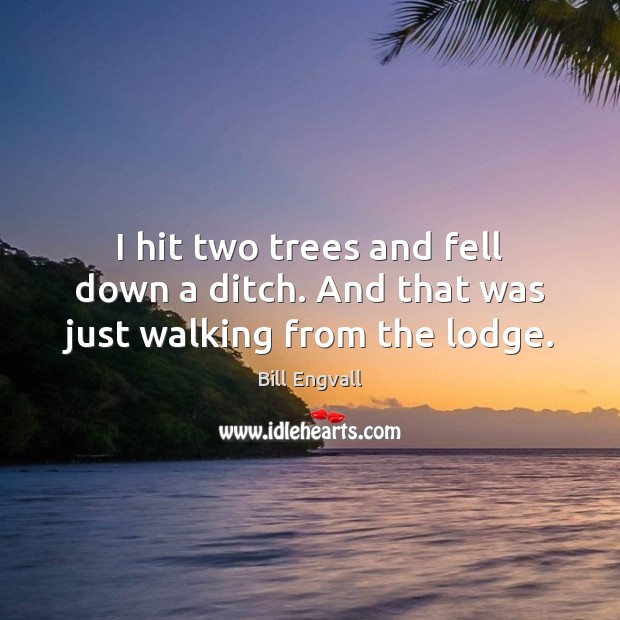 I hit two trees and fell down a ditch. And that was just walking from the lodge. Bill Engvall Picture Quote