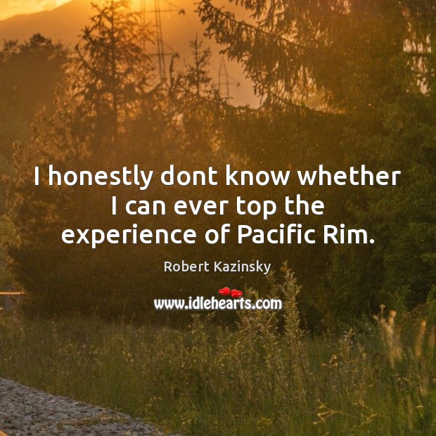 I honestly dont know whether I can ever top the experience of Pacific Rim. Robert Kazinsky Picture Quote