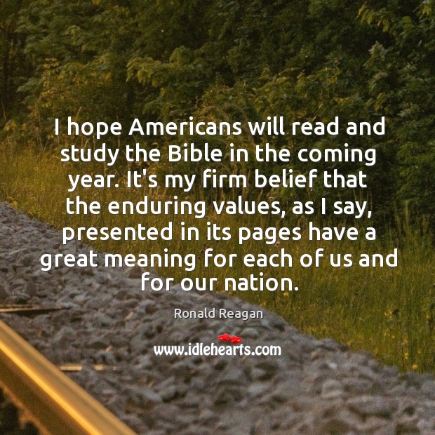 I hope Americans will read and study the Bible in the coming Image