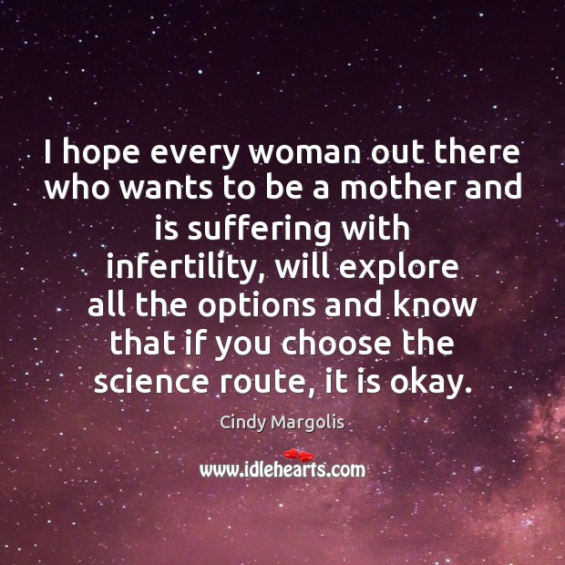 I hope every woman out there who wants to be a mother Cindy Margolis Picture Quote