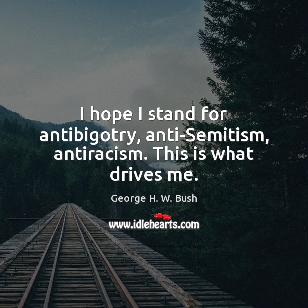 I hope I stand for antibigotry, anti-Semitism, antiracism. This is what drives me. Image