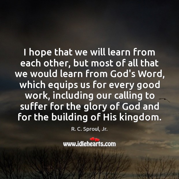 I hope that we will learn from each other, but most of R. C. Sproul, Jr. Picture Quote