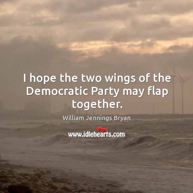 I hope the two wings of the democratic party may flap together. William Jennings Bryan Picture Quote