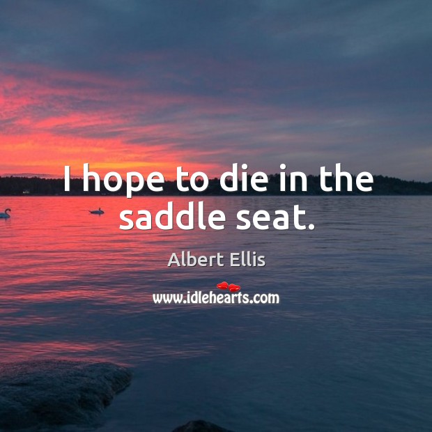 I hope to die in the saddle seat. Albert Ellis Picture Quote