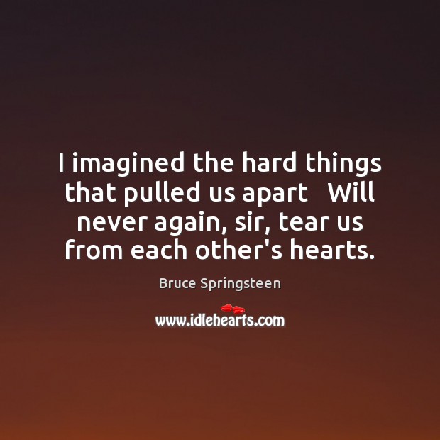 I imagined the hard things that pulled us apart   Will never again, Image