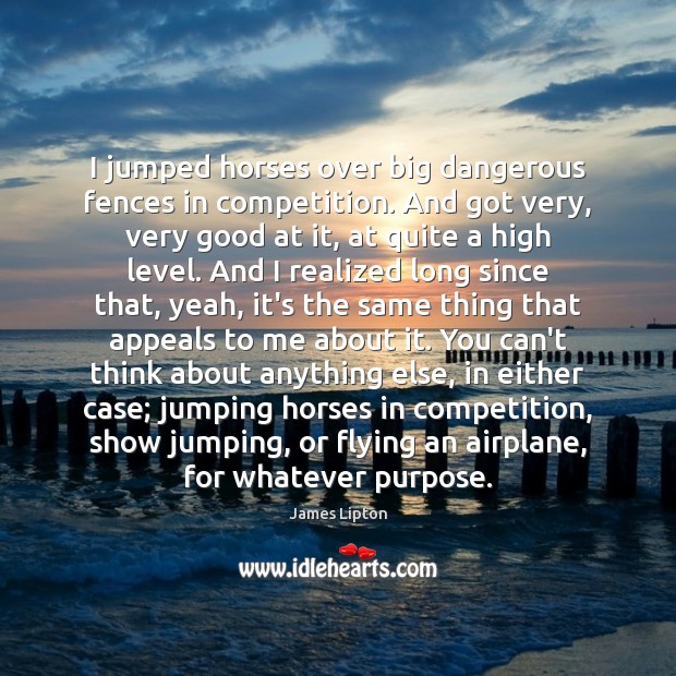 I jumped horses over big dangerous fences in competition. And got very, James Lipton Picture Quote