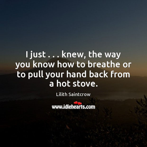 I just . . . knew, the way you know how to breathe or to Lilith Saintcrow Picture Quote