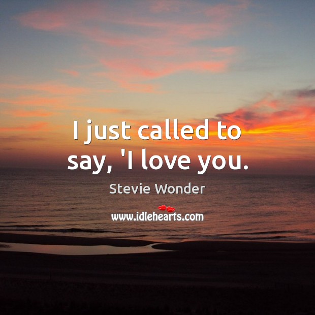 I just called to say, ‘I love you. Stevie Wonder Picture Quote