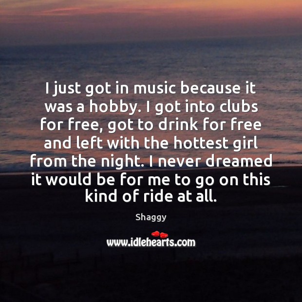 I just got in music because it was a hobby. I got Shaggy Picture Quote