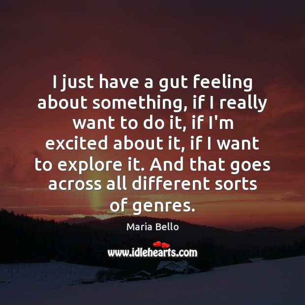 I just have a gut feeling about something, if I really want Maria Bello Picture Quote