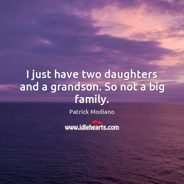 I just have two daughters and a grandson. So not a big family. Patrick Modiano Picture Quote