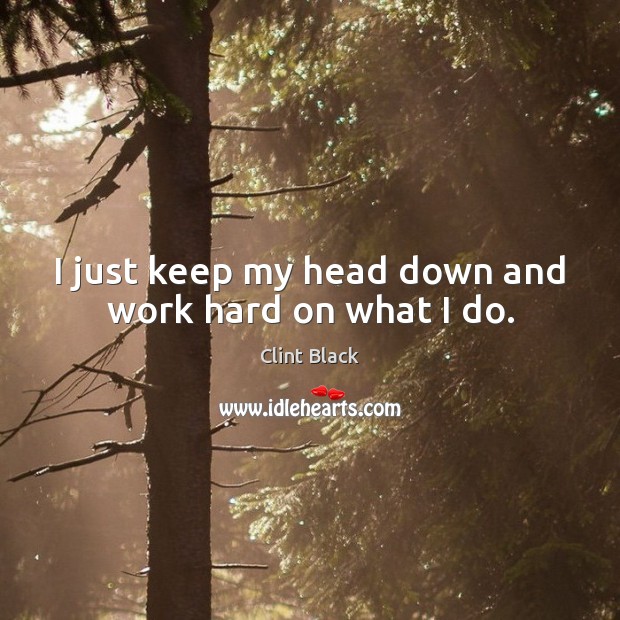 I just keep my head down and work hard on what I do. Clint Black Picture Quote