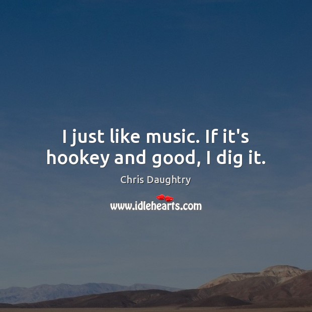 I just like music. If it’s hookey and good, I dig it. Chris Daughtry Picture Quote