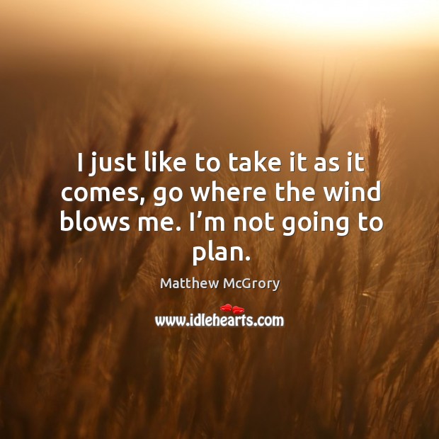 I just like to take it as it comes, go where the wind blows me. I’m not going to plan. Matthew McGrory Picture Quote