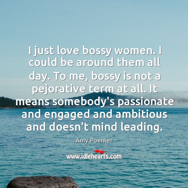 I just love bossy women. I could be around them all day. Amy Poehler Picture Quote