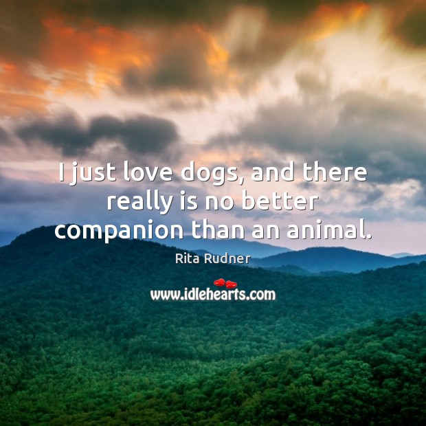 I just love dogs, and there really is no better companion than an animal. Rita Rudner Picture Quote