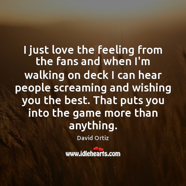 I just love the feeling from the fans and when I’m walking David Ortiz Picture Quote