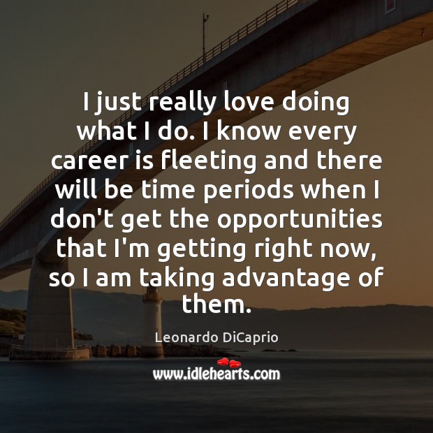 I just really love doing what I do. I know every career Leonardo DiCaprio Picture Quote