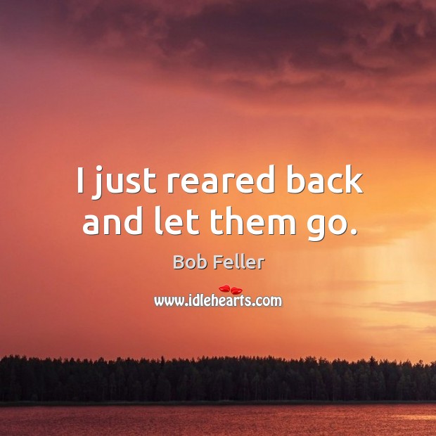 I just reared back and let them go. Bob Feller Picture Quote