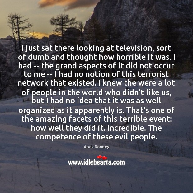 I just sat there looking at television, sort of dumb and thought Andy Rooney Picture Quote