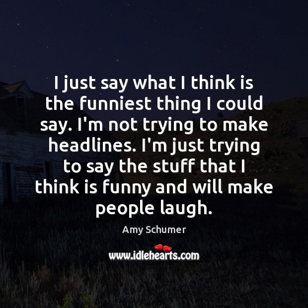 I just say what I think is the funniest thing I could Amy Schumer Picture Quote