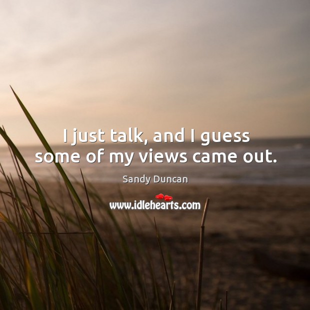 I just talk, and I guess some of my views came out. Sandy Duncan Picture Quote