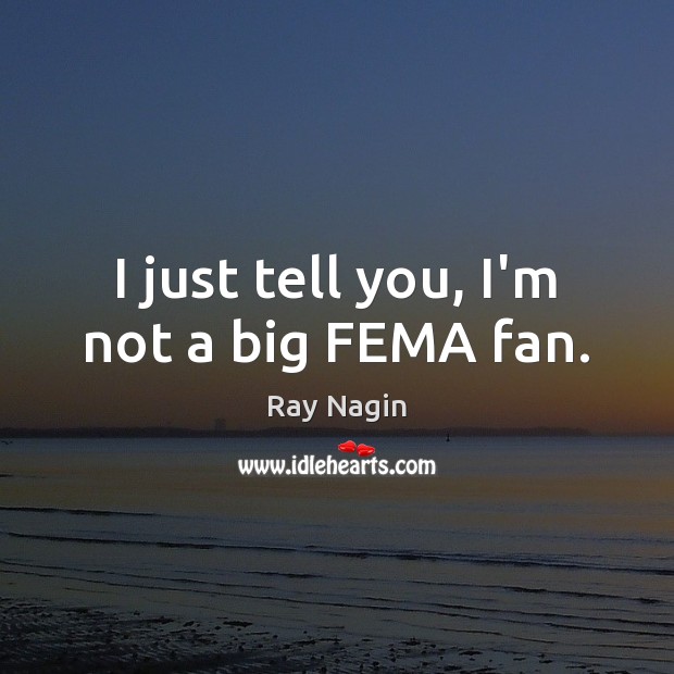 I just tell you, I’m not a big FEMA fan. Ray Nagin Picture Quote