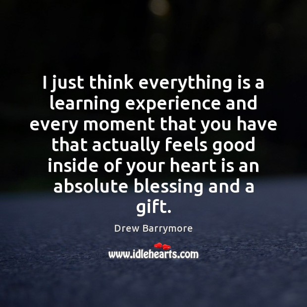 I just think everything is a learning experience and every moment that Drew Barrymore Picture Quote