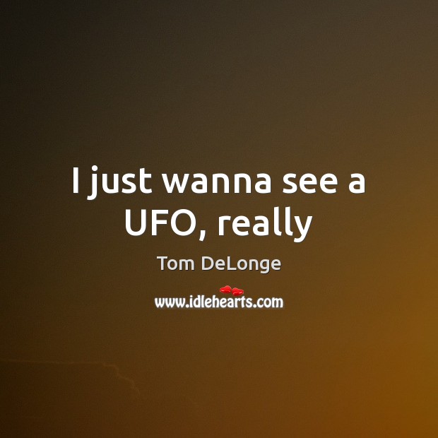 I just wanna see a UFO, really Tom DeLonge Picture Quote