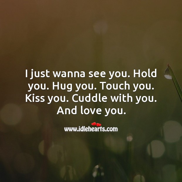 I just wanna see you. Hold you. Hug you. Touch you. Kiss you. Love Quotes for Him Image