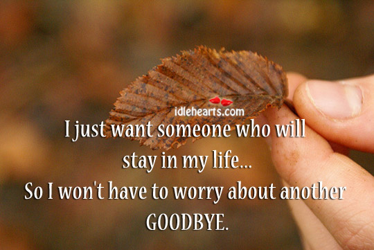 I just want someone who will stay in my life Goodbye Quotes Image