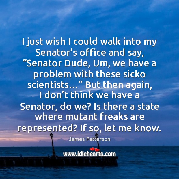 I just wish I could walk into my Senator’s office and James Patterson Picture Quote