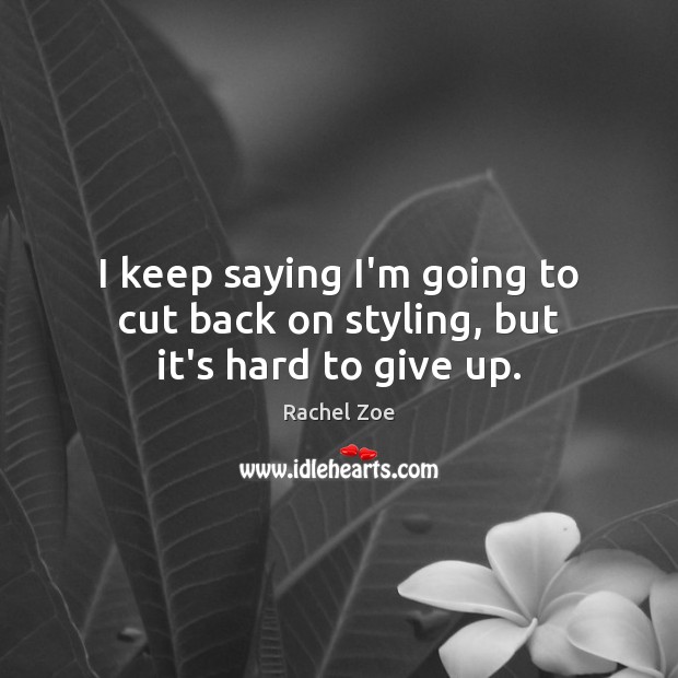 I keep saying I’m going to cut back on styling, but it’s hard to give up. Rachel Zoe Picture Quote