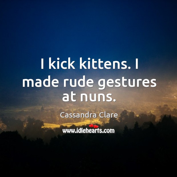 I kick kittens. I made rude gestures at nuns. Image