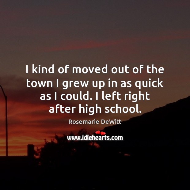 I kind of moved out of the town I grew up in Rosemarie DeWitt Picture Quote