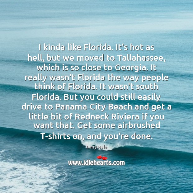 I kinda like Florida. It’s hot as hell, but we moved to Tony Hale Picture Quote