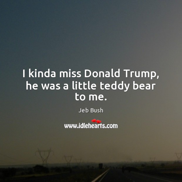 I kinda miss Donald Trump, he was a little teddy bear to me. Image