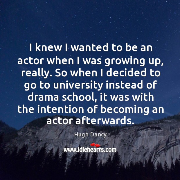I knew I wanted to be an actor when I was growing up, really. Hugh Dancy Picture Quote