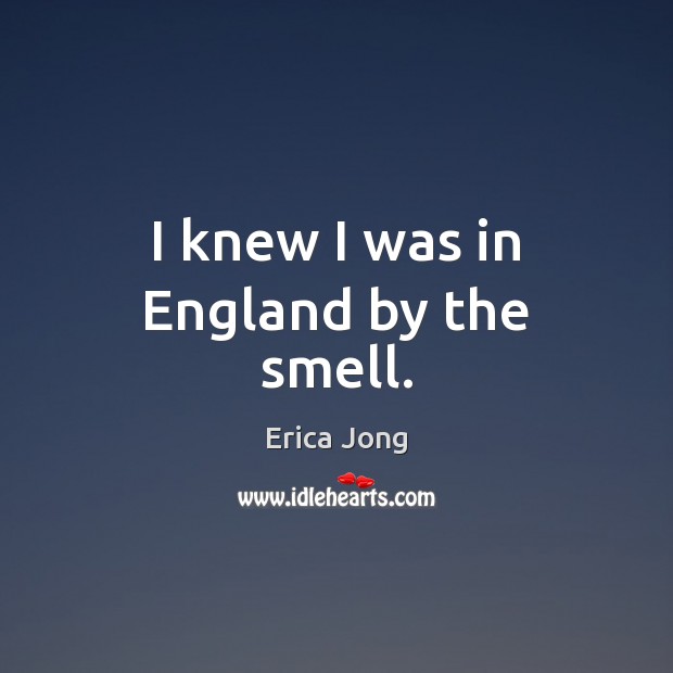 I knew I was in England by the smell. Erica Jong Picture Quote
