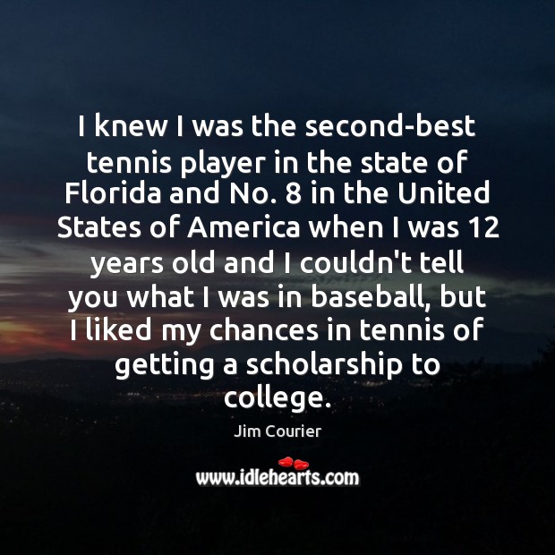 I knew I was the second-best tennis player in the state of Jim Courier Picture Quote