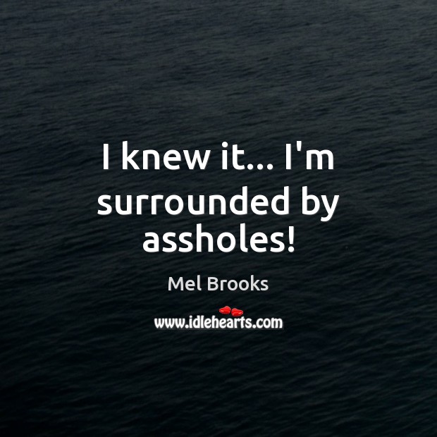 I knew it… I’m surrounded by assholes! Mel Brooks Picture Quote