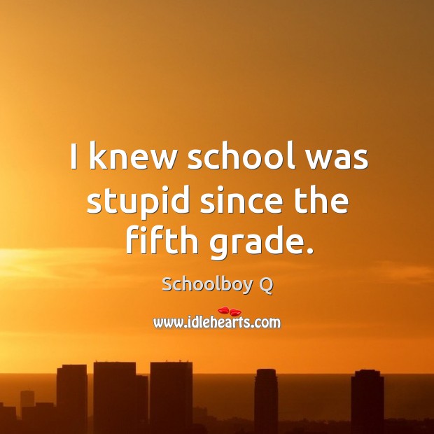 I knew school was stupid since the fifth grade. Schoolboy Q Picture Quote