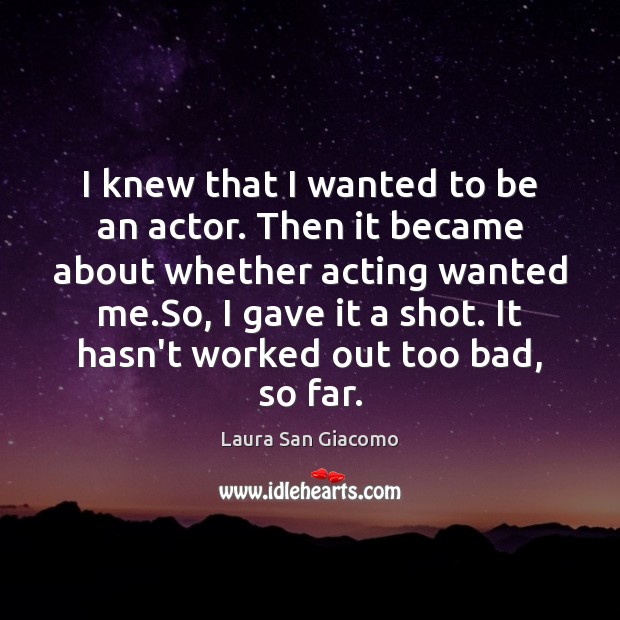 I knew that I wanted to be an actor. Then it became Laura San Giacomo Picture Quote