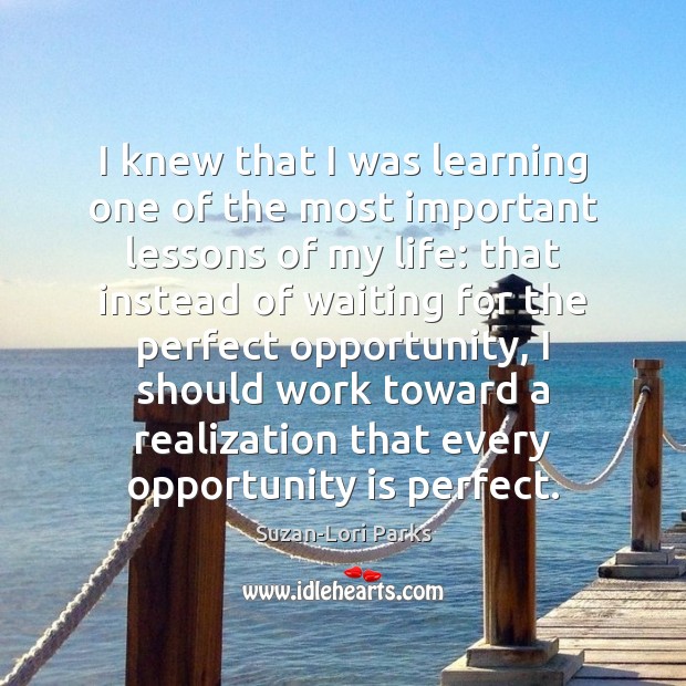 I knew that I was learning one of the most important lessons Suzan-Lori Parks Picture Quote