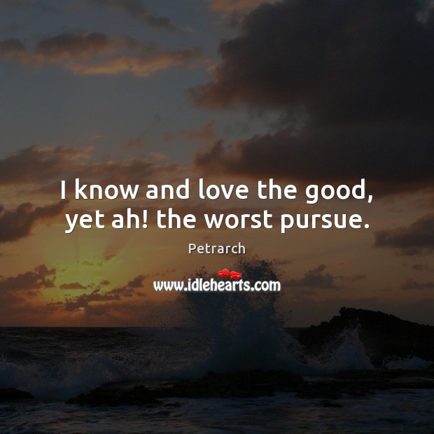 I know and love the good, yet ah! the worst pursue. Image